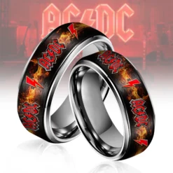 Mistmerch AC/DC Silver Tungsten Rings Gift For Fans