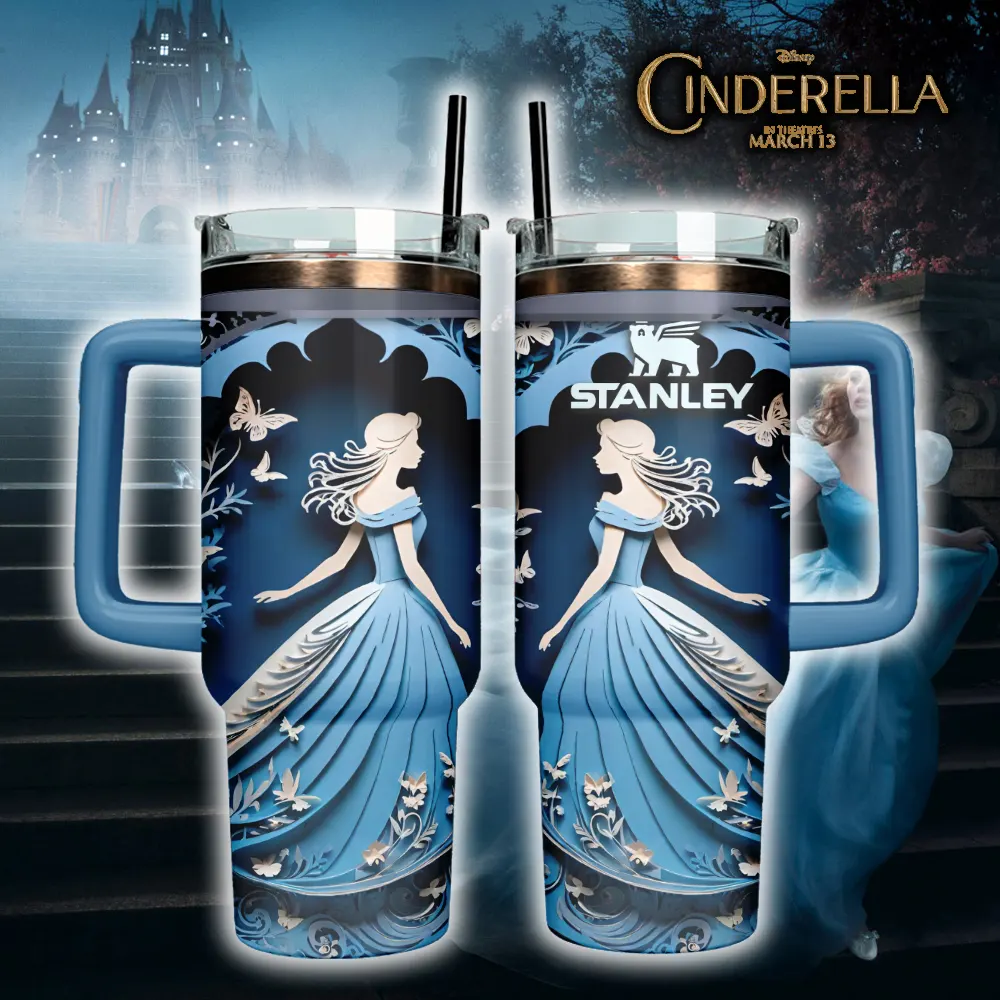 Mistmerch Cinderella Custom Stanley Quencher 40oz Stainless Steel Tumbler With Handle