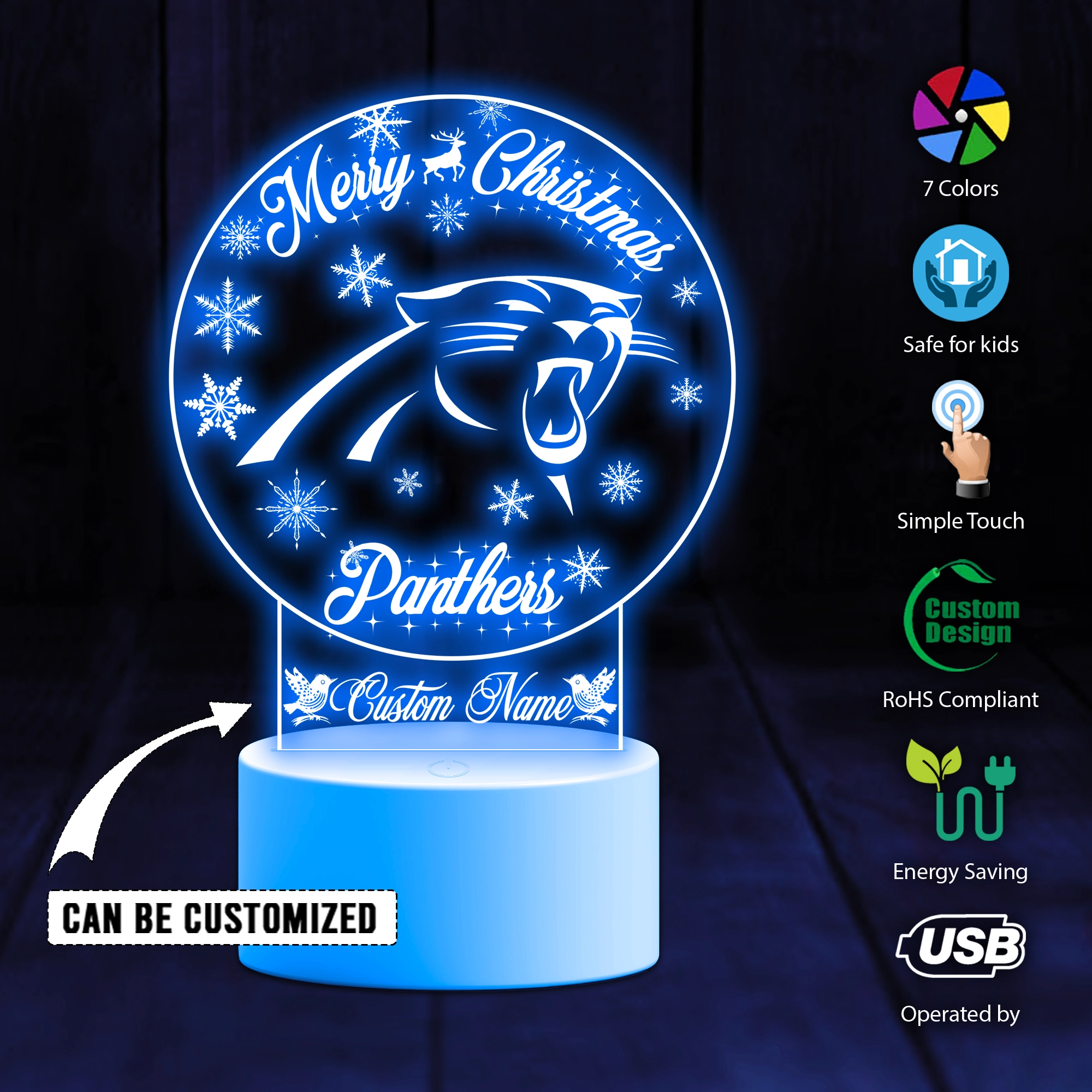 Mistmerch Carolina Panthers x Christmas 3D Led Light Gift For Fans